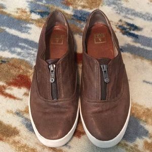 Frye Lena Zip Leather Sneakers
